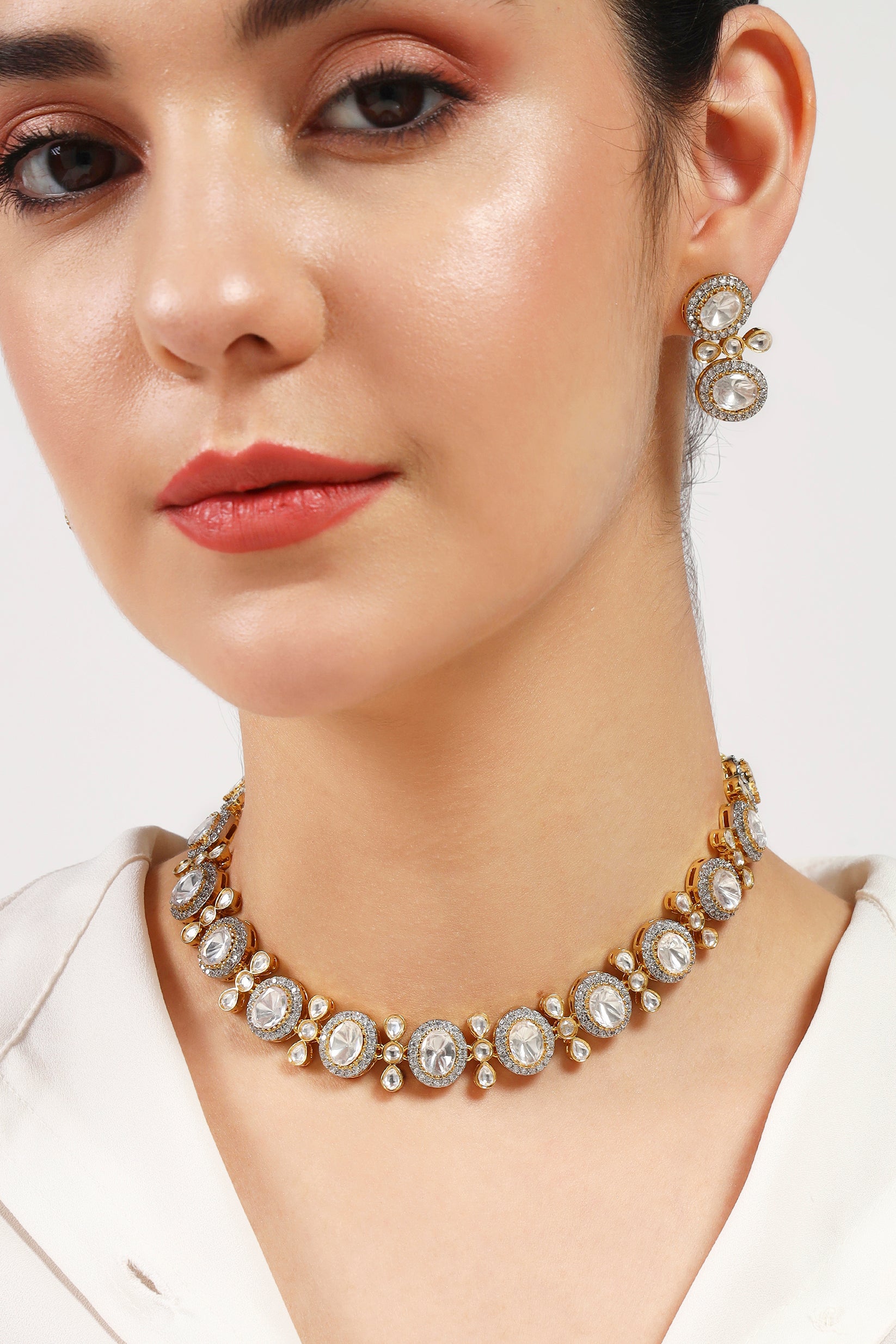 Princess moissanite Kundan combo set