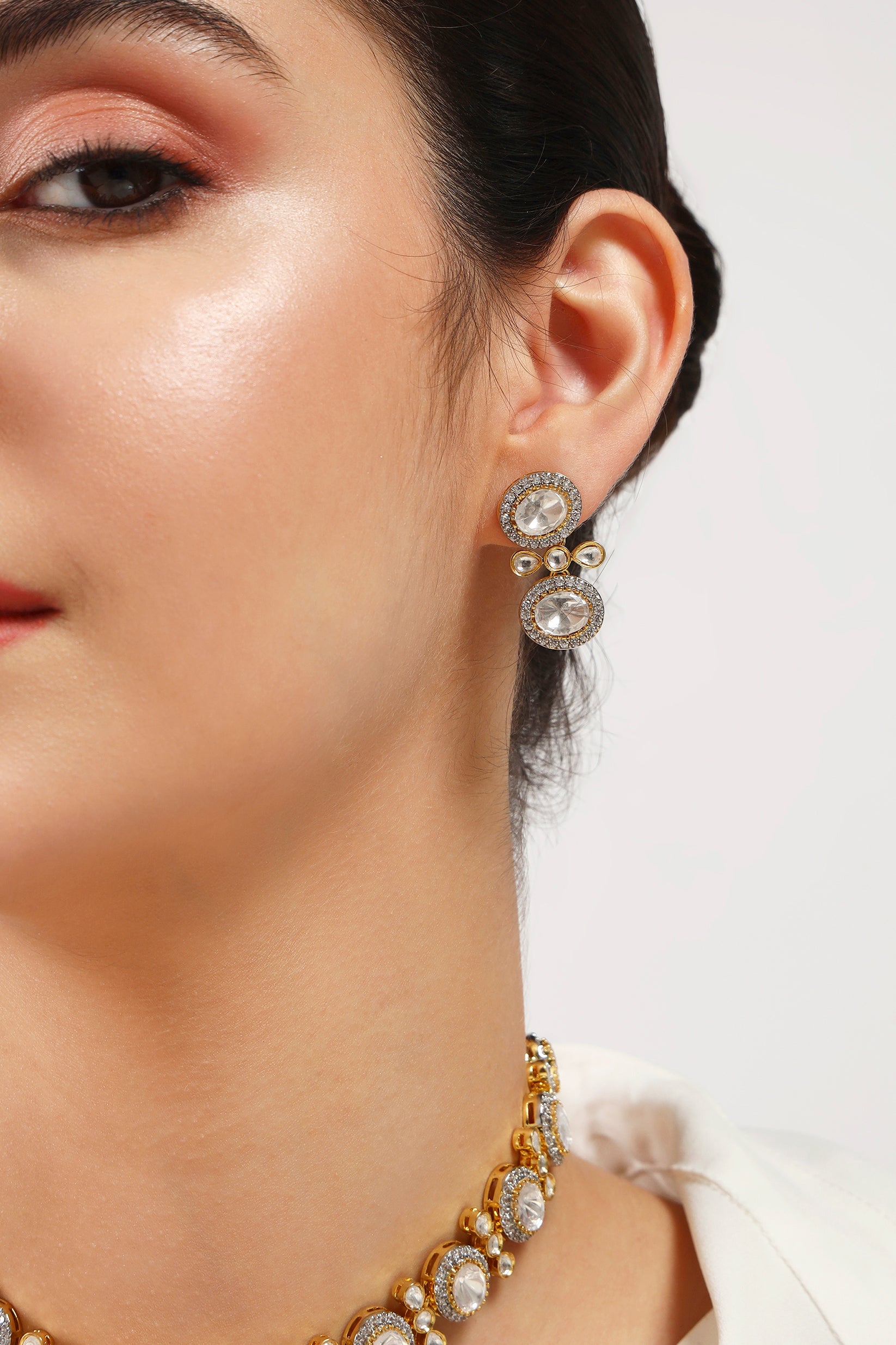 Princess moissanite Kundan combo set