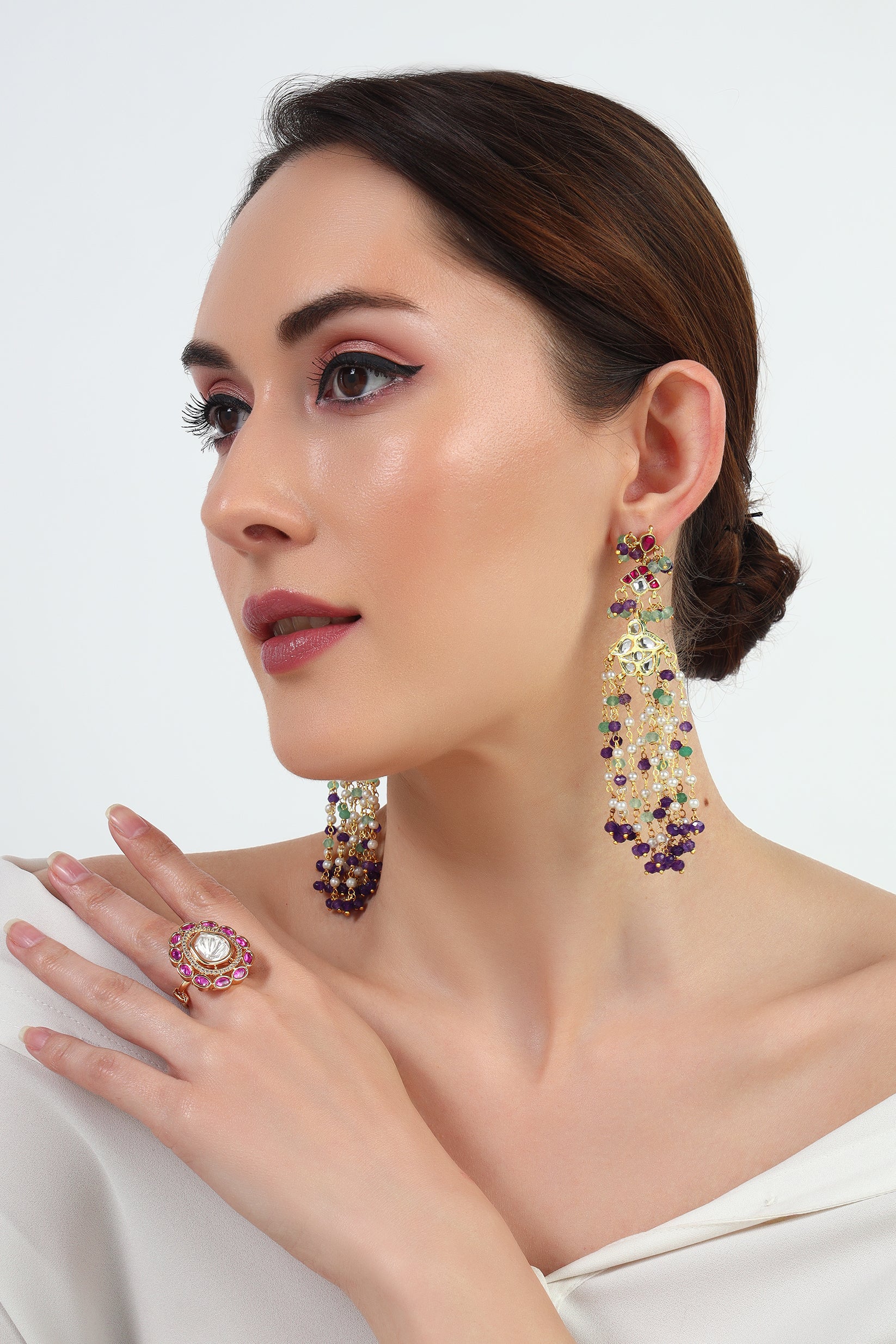 Shireen moissanite Kundan ring