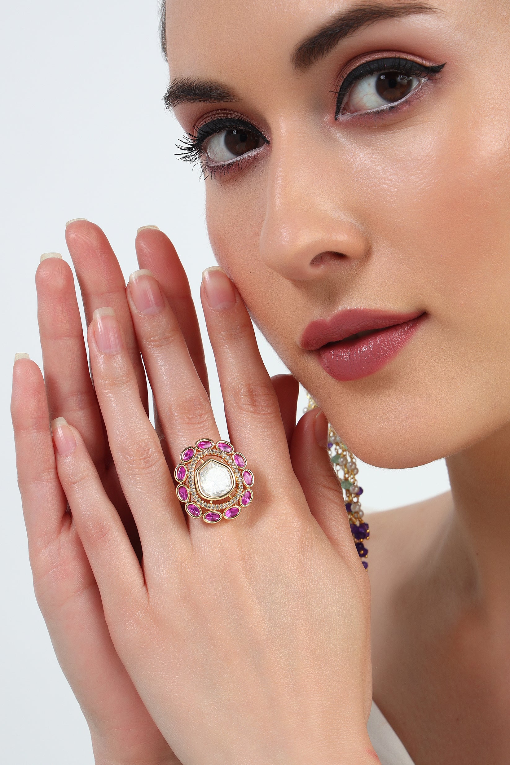 Shireen moissanite Kundan ring