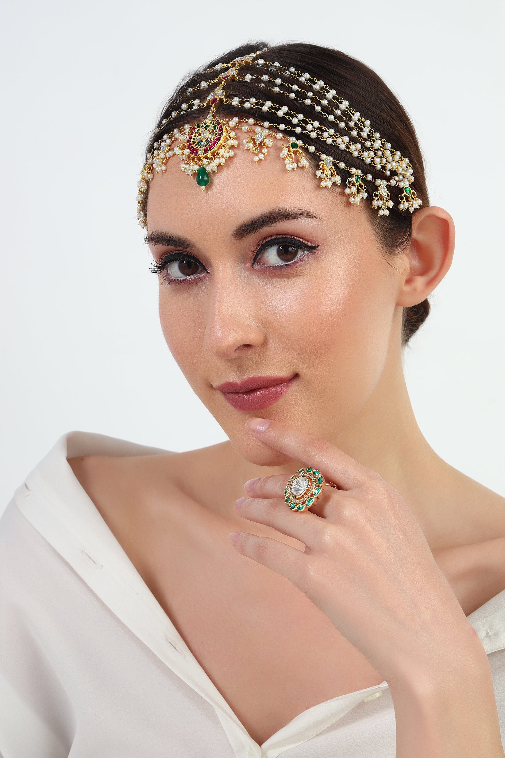 Shireen moissanite Kundan ring