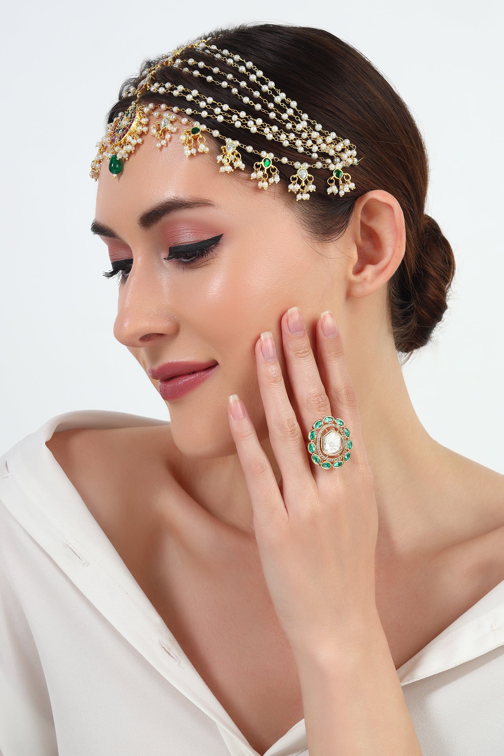 Shireen moissanite Kundan ring