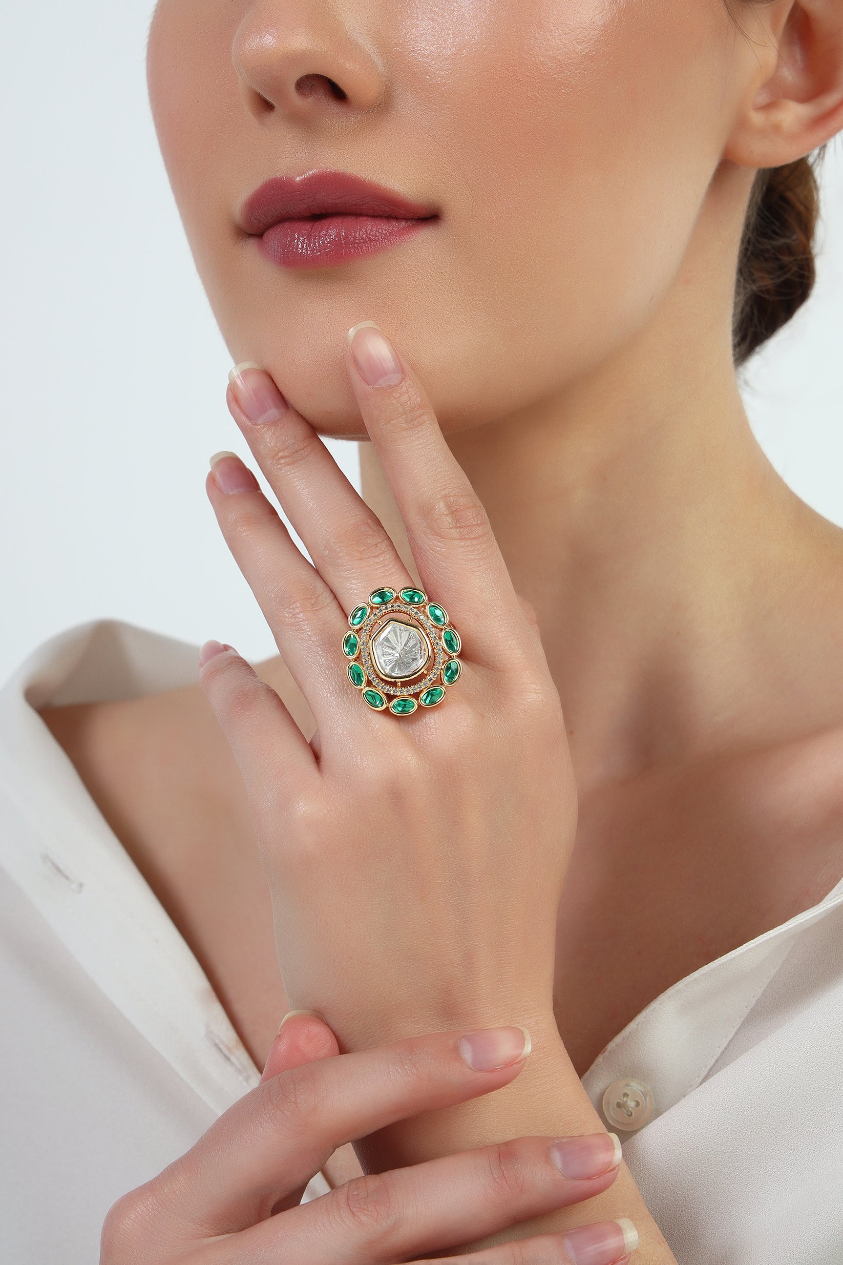 Shireen moissanite Kundan ring