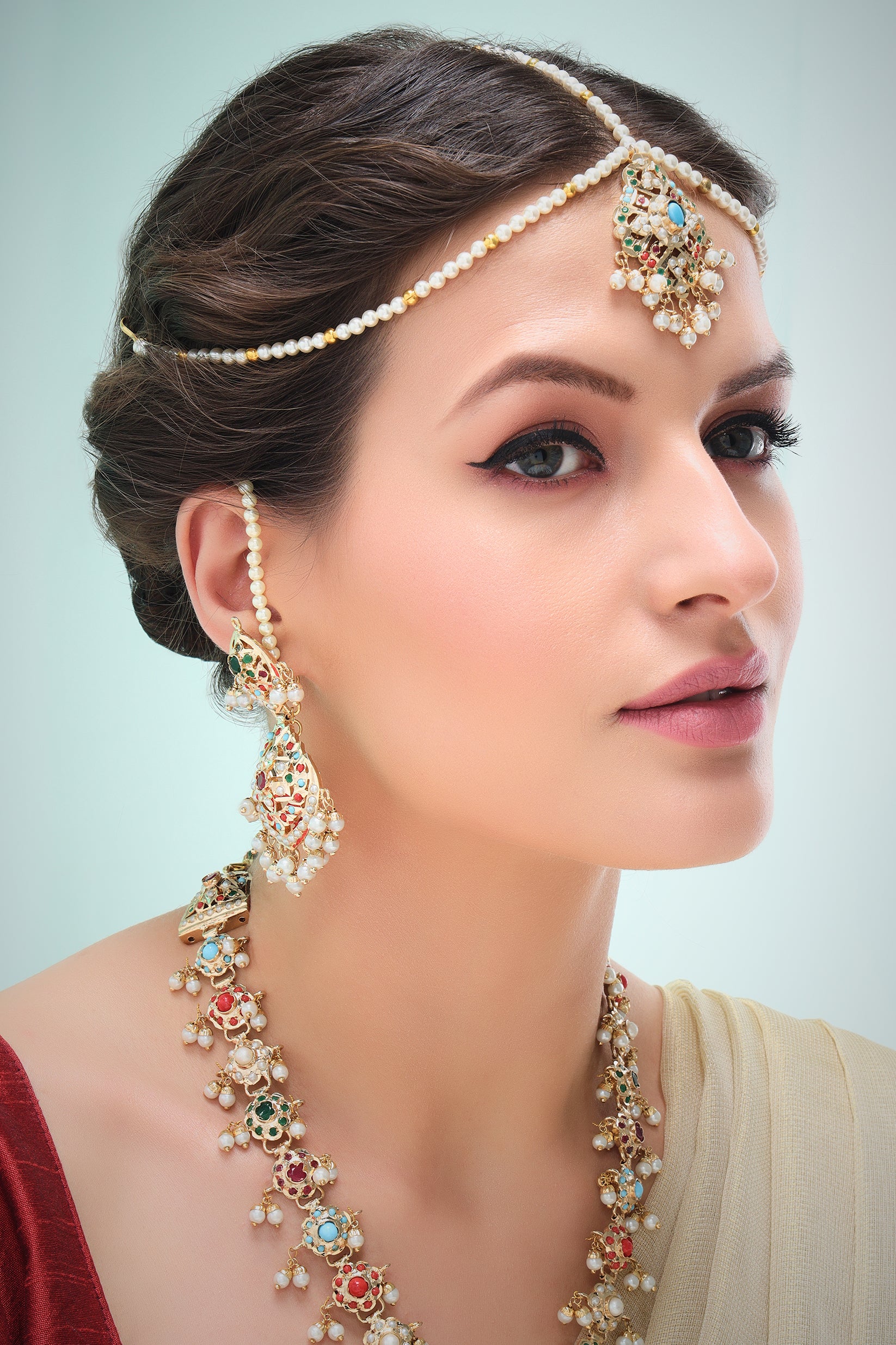 Maheen Jadau necklace set,Head and hand accessories not included.