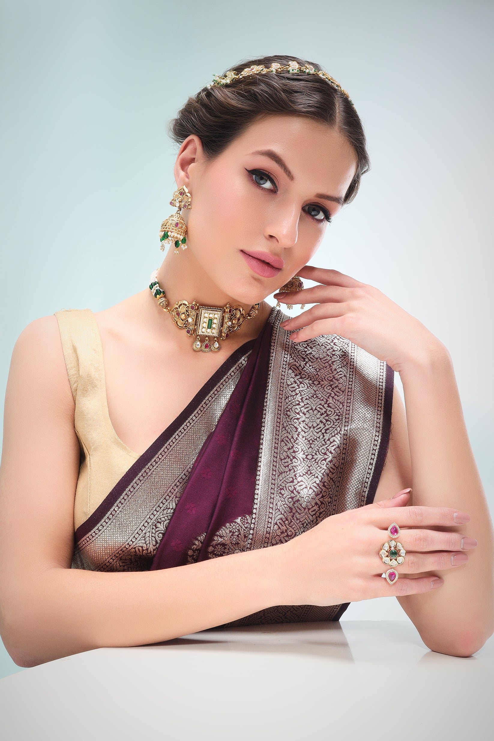 Saba moissanite Kundan ring