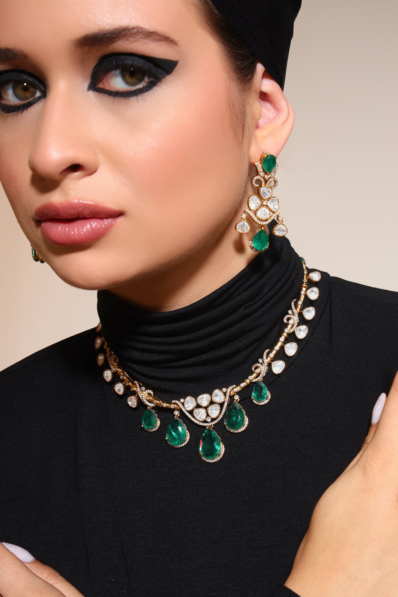 Aazlyn moissanite Kundan set