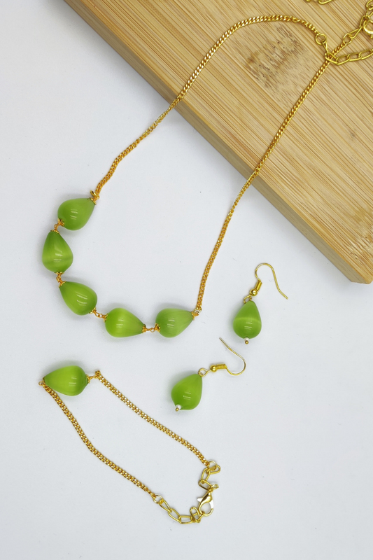 Nazakat Grape green dainty set with Bracelet