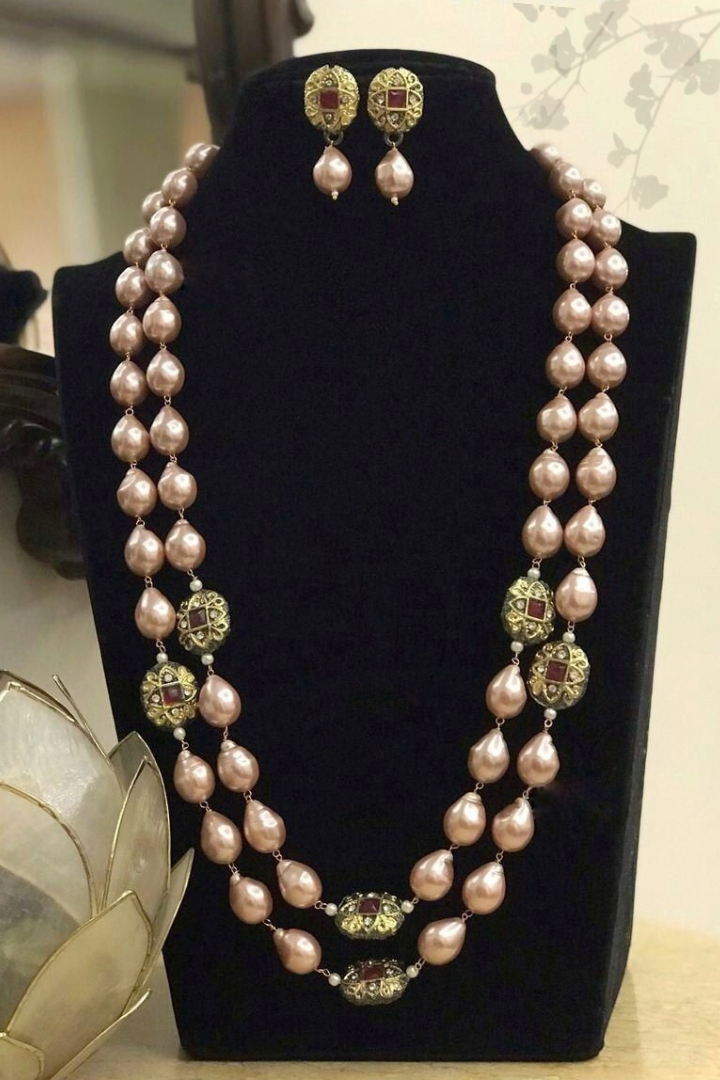 Pearla Rose gold Long Mala set