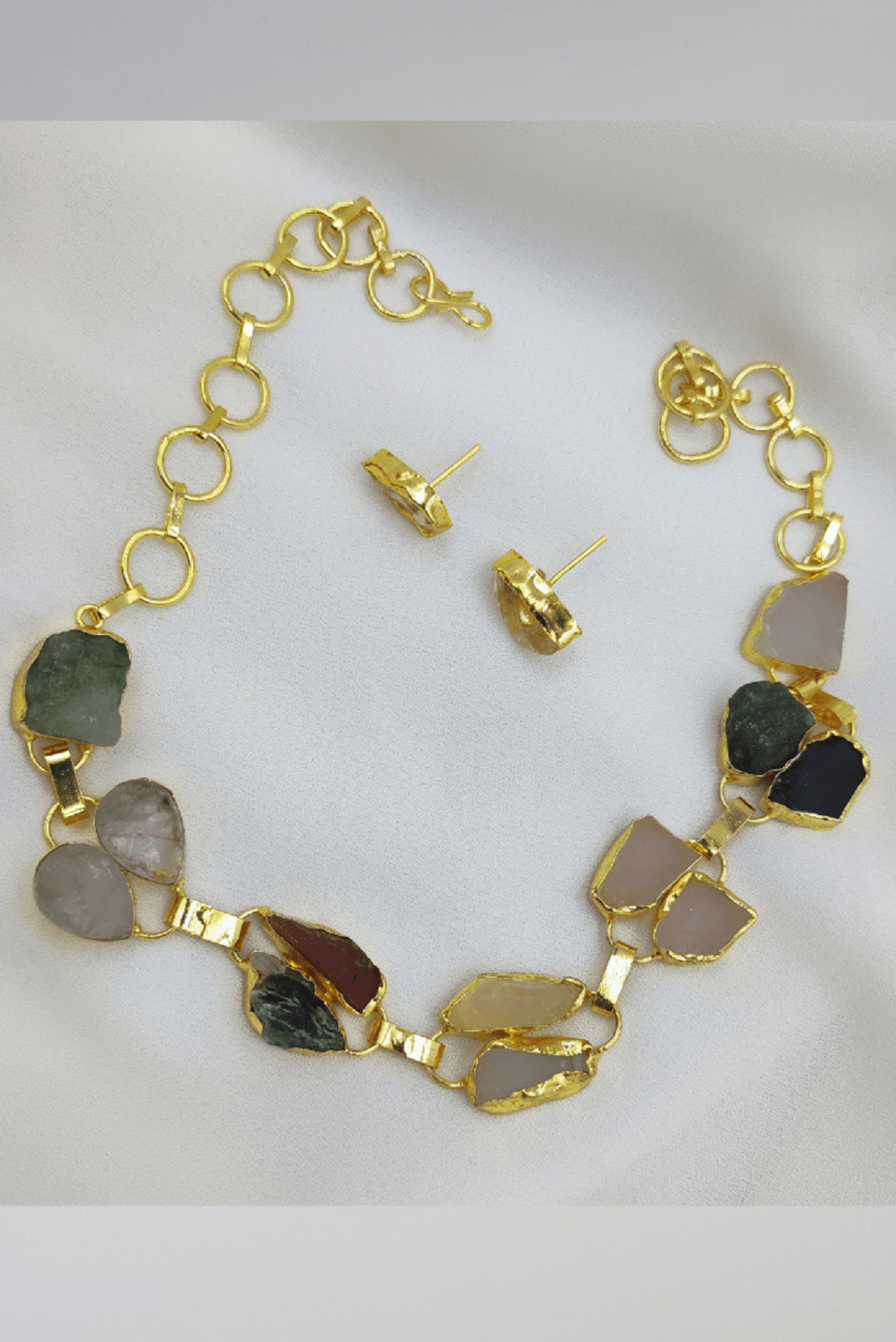 Jazzed up Multi Natural stones Statement Necklace set