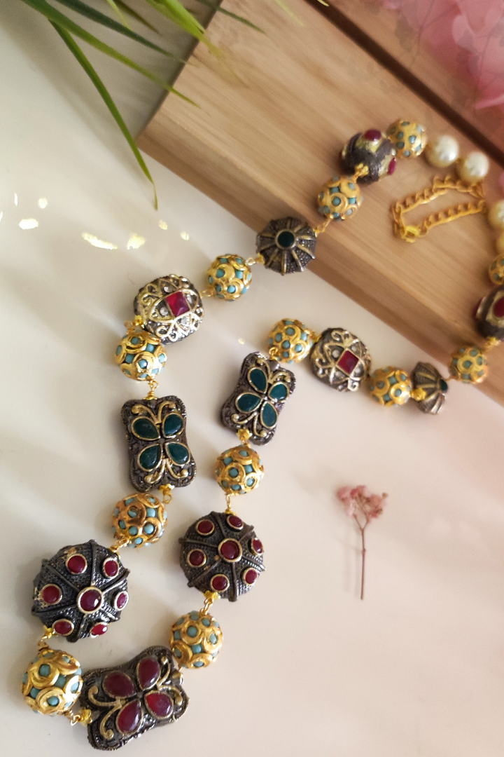 Tanjore Beads Long Mala Set