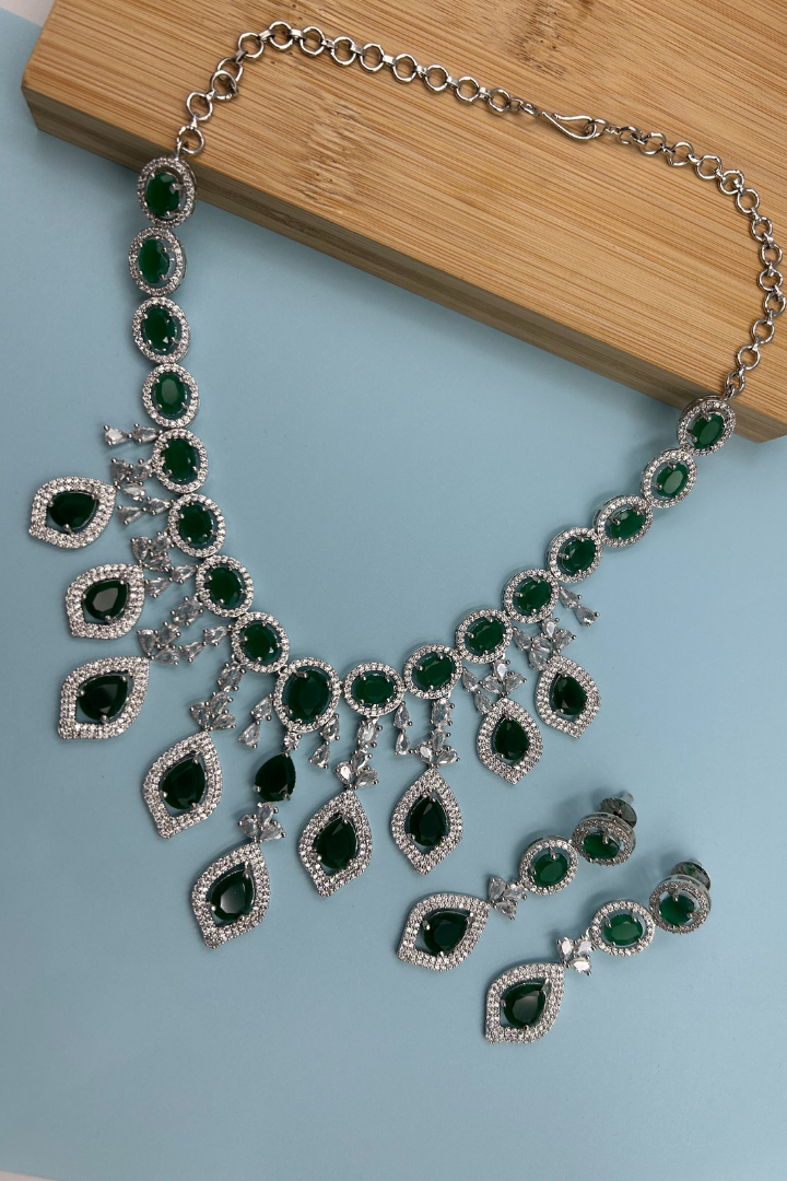 Krati Emerald Statement Necklace set