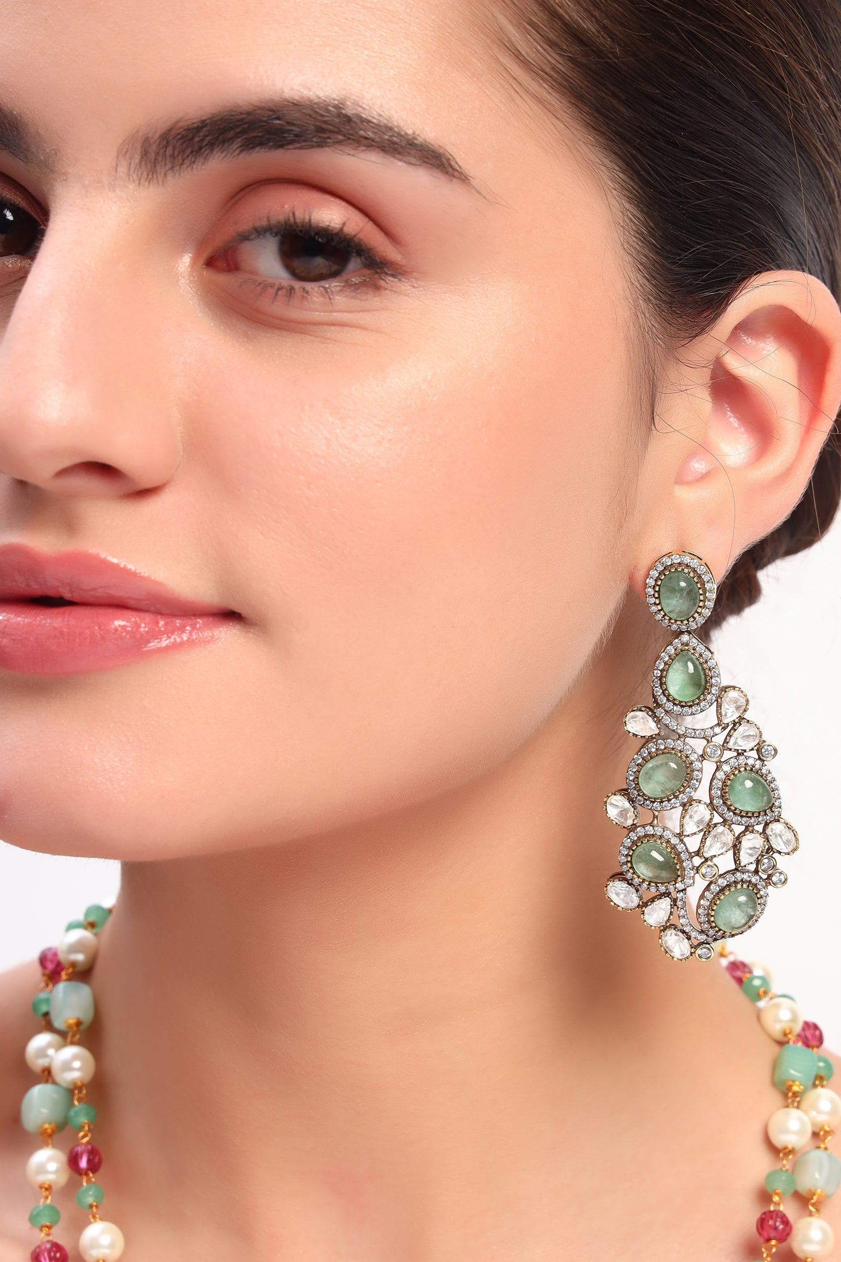 Sarah moissanite kundan earrings