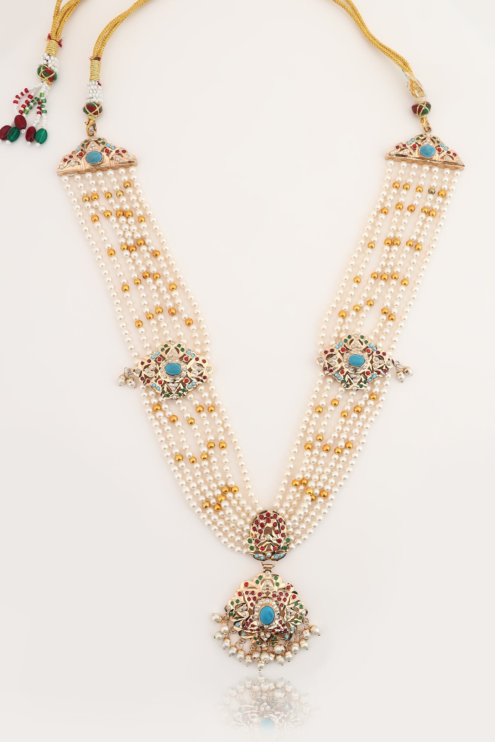 Maheen Jadau long necklace set with choker & earrings