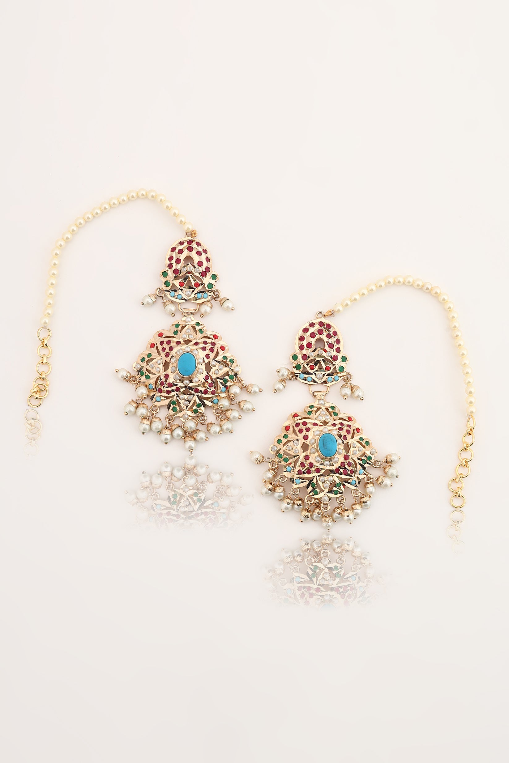 Maheen Jadau long necklace set with choker & earrings