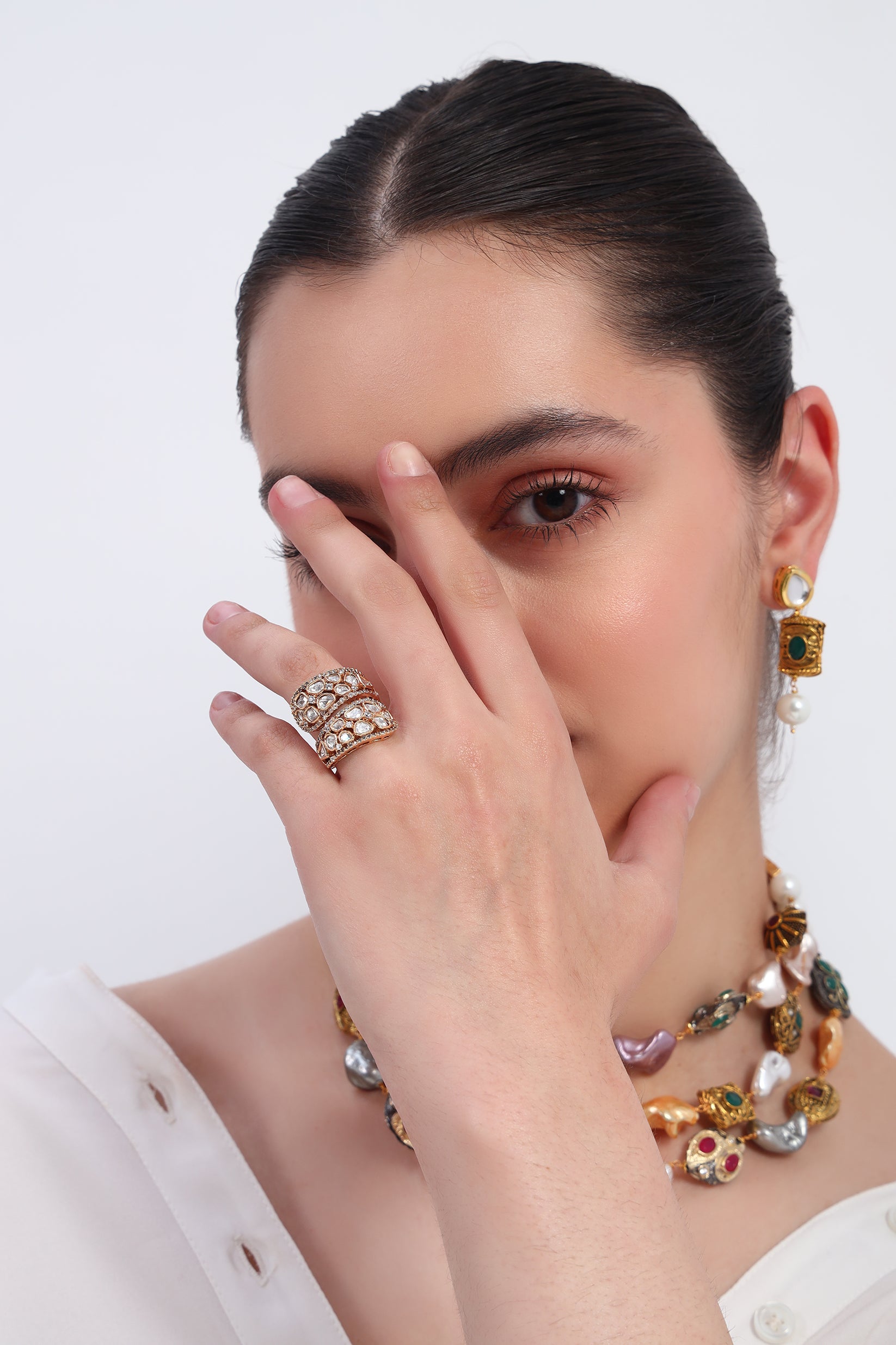 Rasha Polki Kundan ring