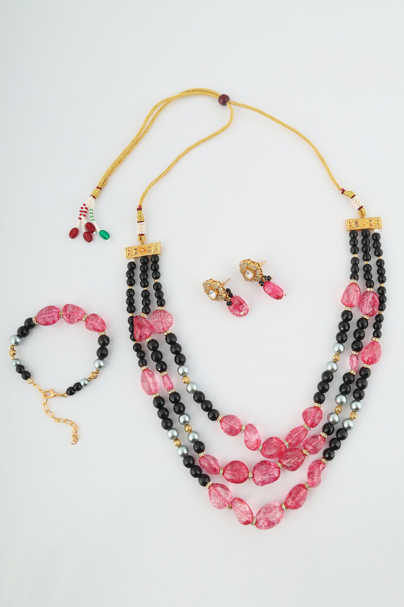 Aqsa Strawberry quartz combo set