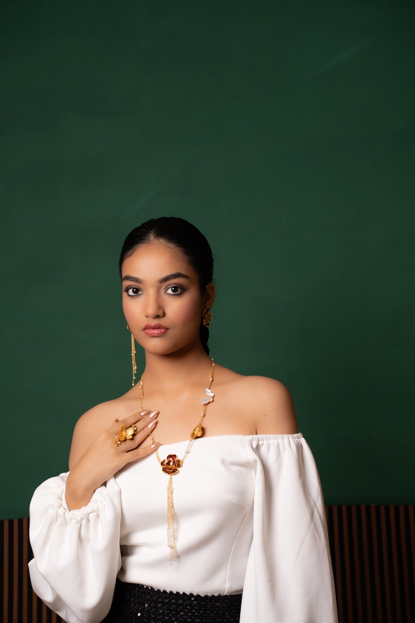 Butterfly Blossom long Necklace with boundless spirit earrings