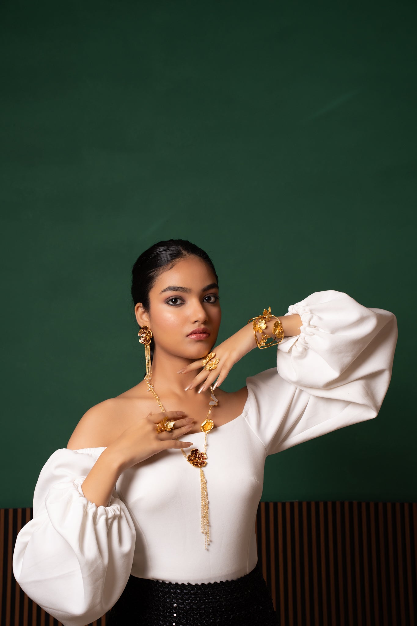Butterfly Blossom long Necklace with boundless spirit earrings