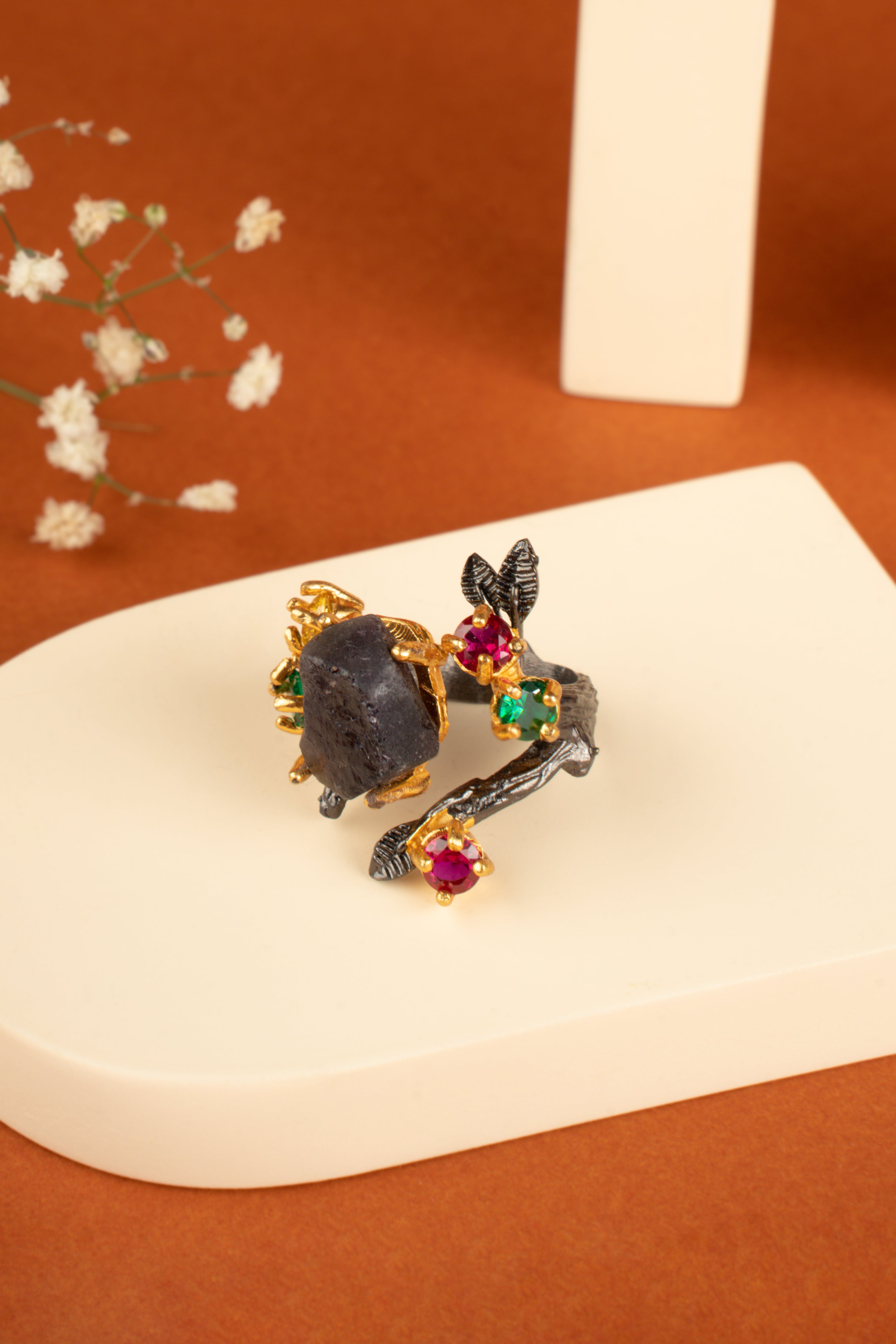 Afra Natural Amethyst Stone Statement Ring