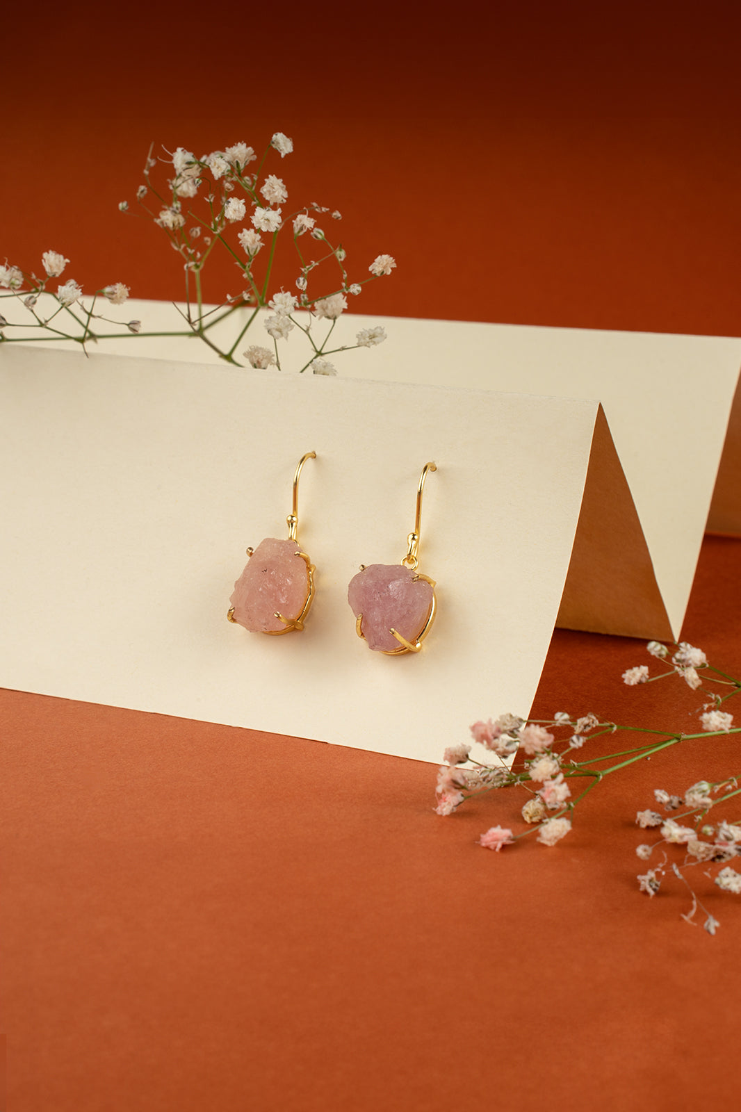 Afra Rose Quartz chain Pendant Combo set