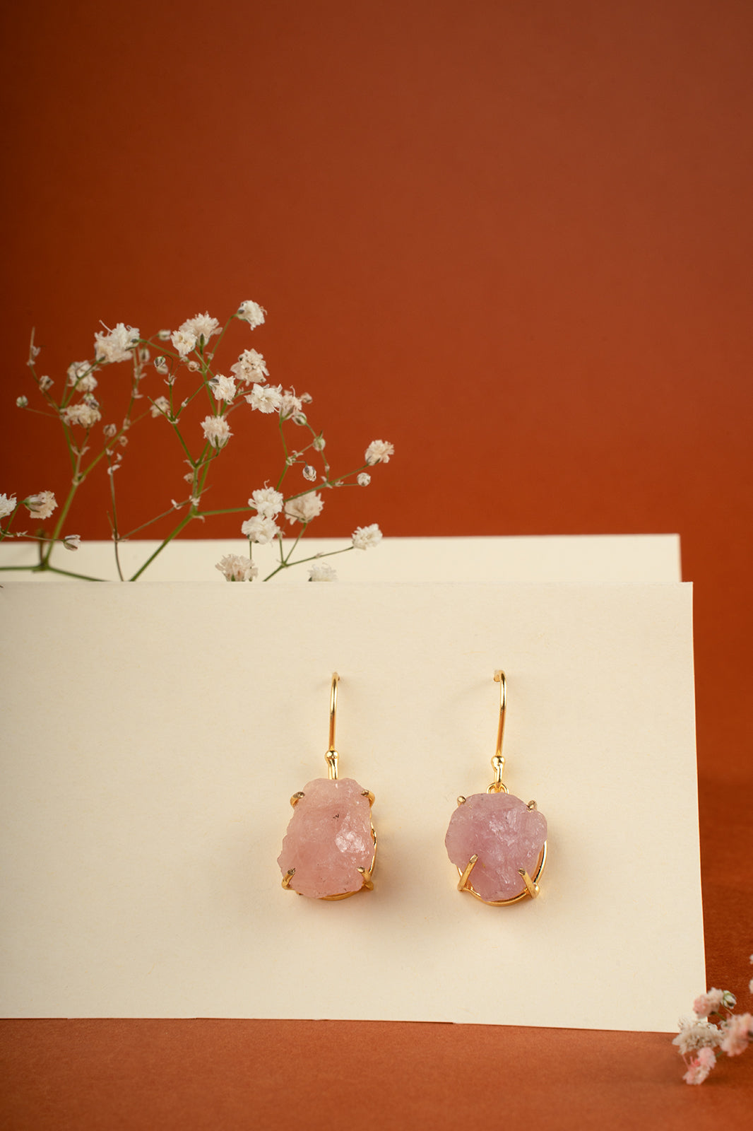 Afra Rose Quartz chain Pendant Combo set