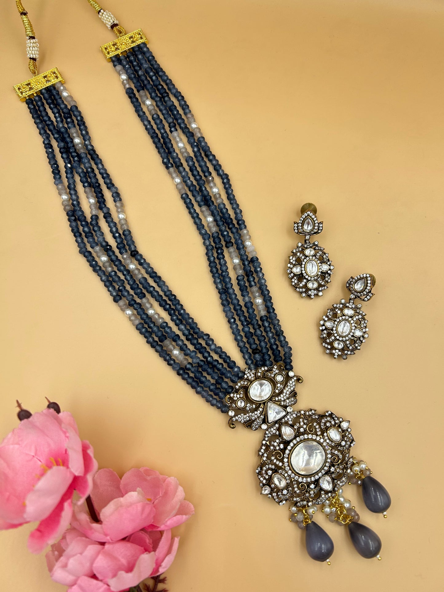 Kashaf Necklace Set Blue Onyx