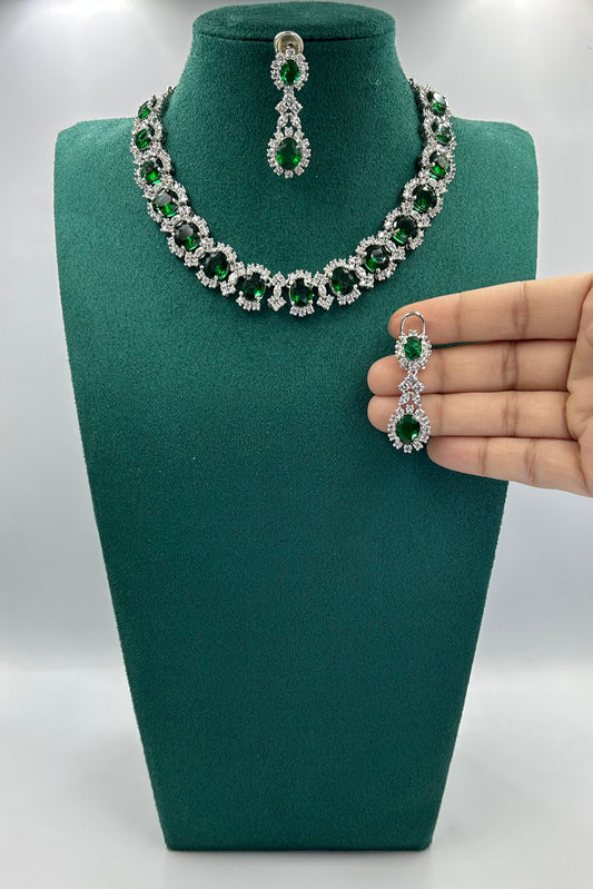 Mahek Statement Emerald Necklace set