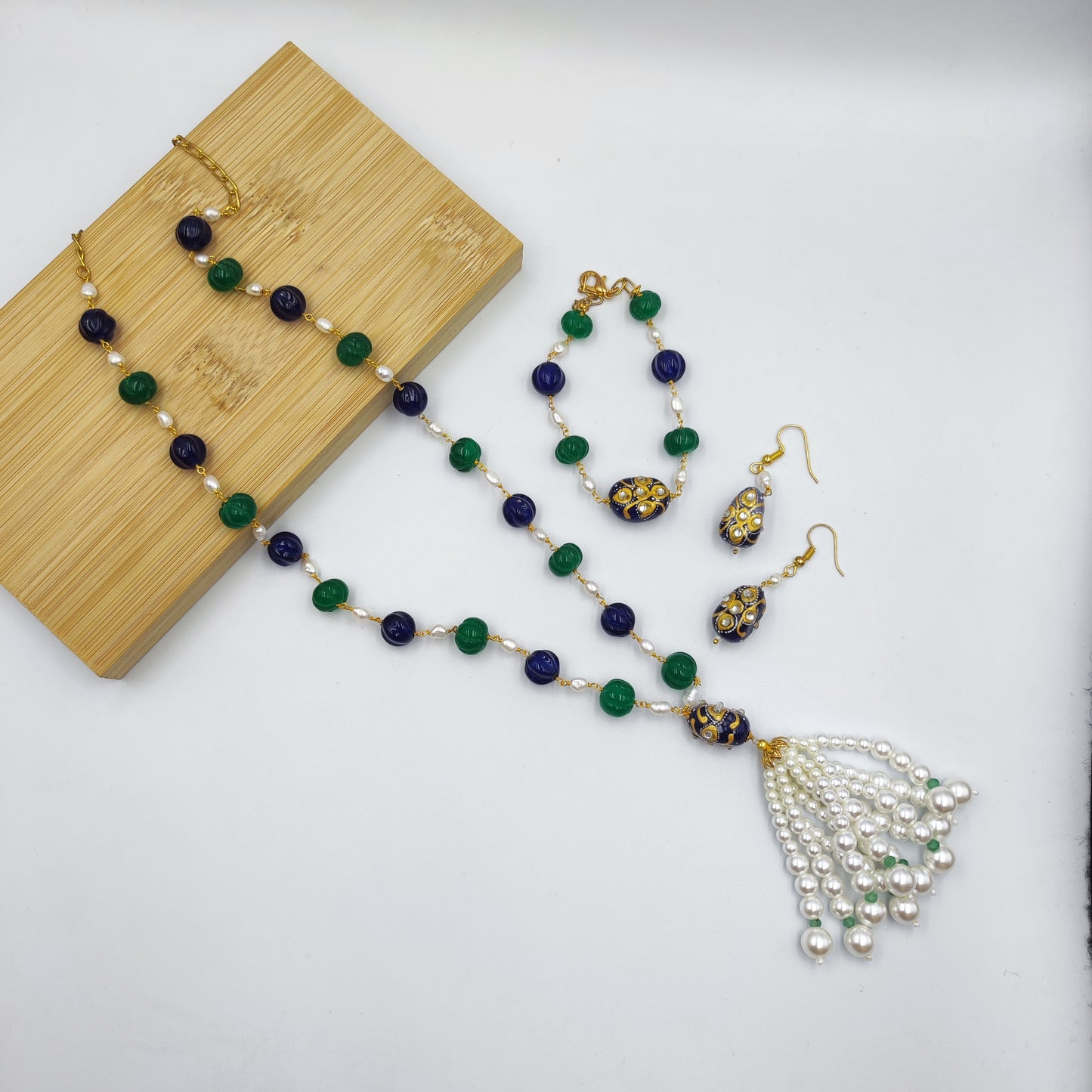 Nazakat Long Statement Chain set with Bracelet