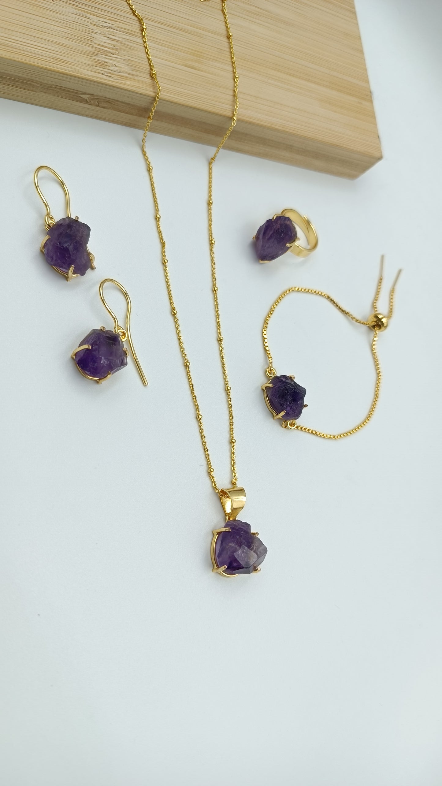 AFRA Amethyst chain Pendant Combo set