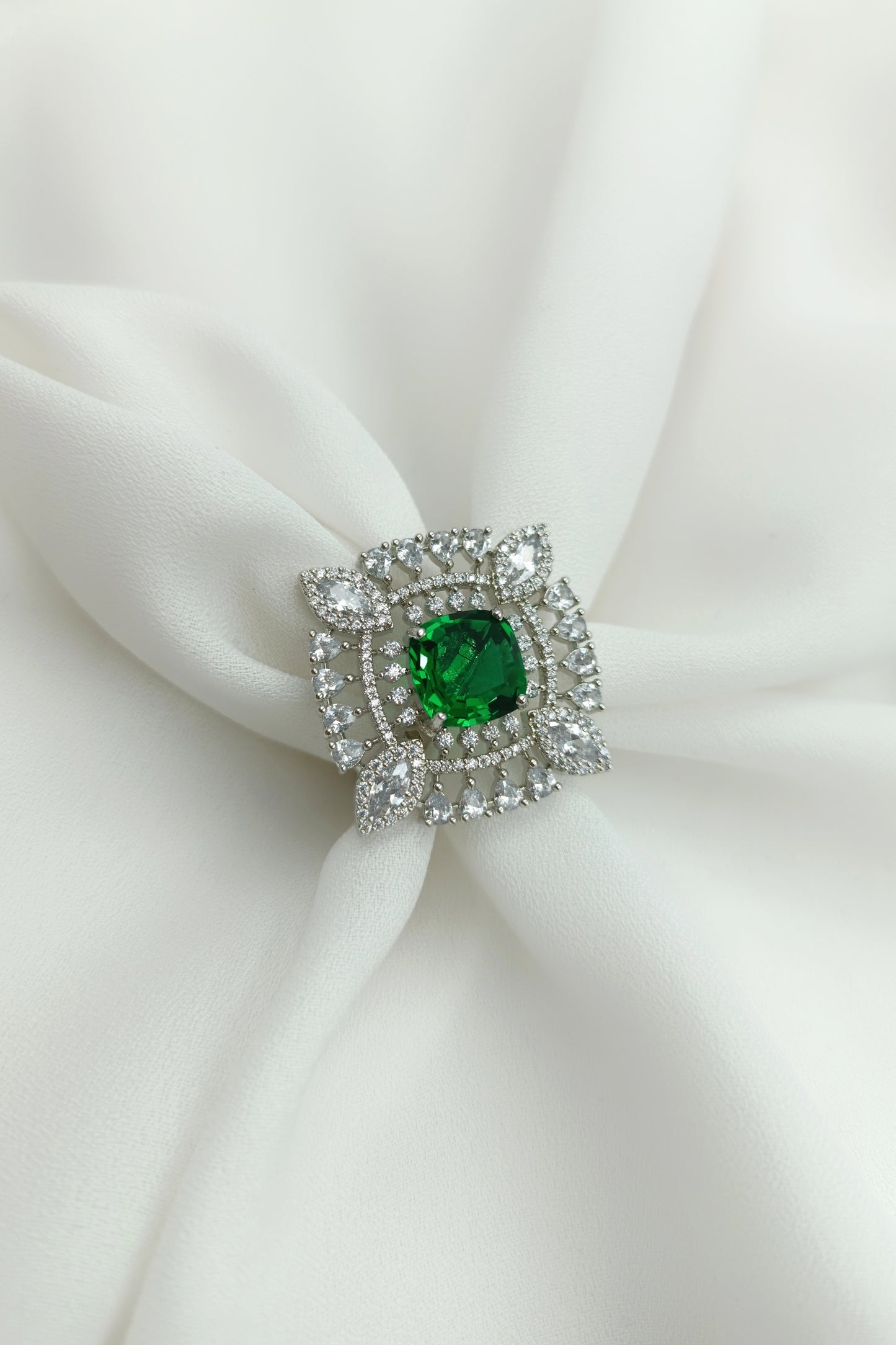 Ruchi Semi precious Emerald Statement Finger Ring