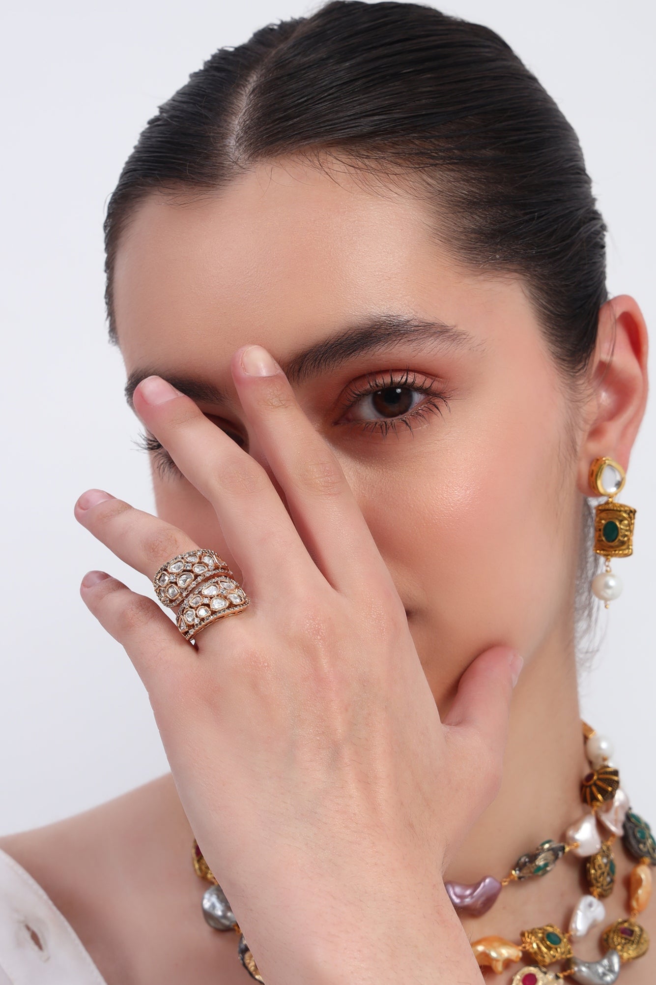 Rasha Polki Kundan ring
