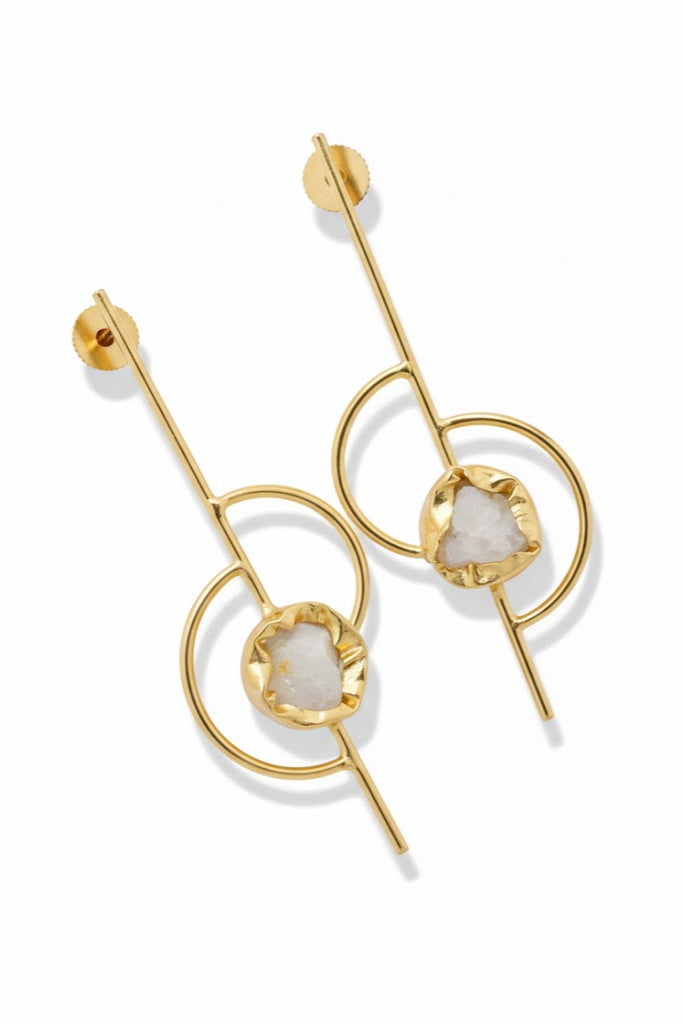 Moonstone Statement Gold Earrings