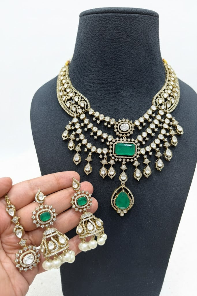 Glitz & Glamorous premium Kundan set with tika