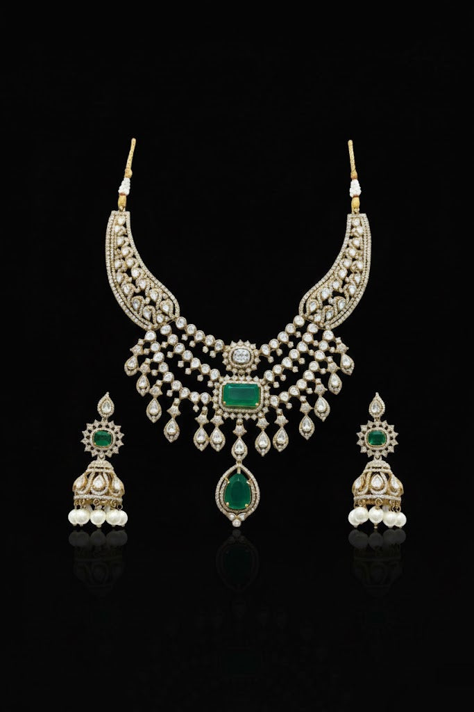 Glitz & Glamorous premium Kundan set with tika