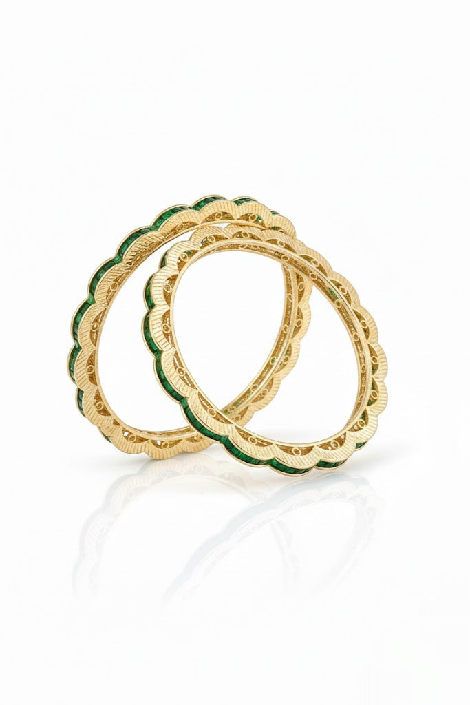 Emerald pair of bangles,2.6 inches