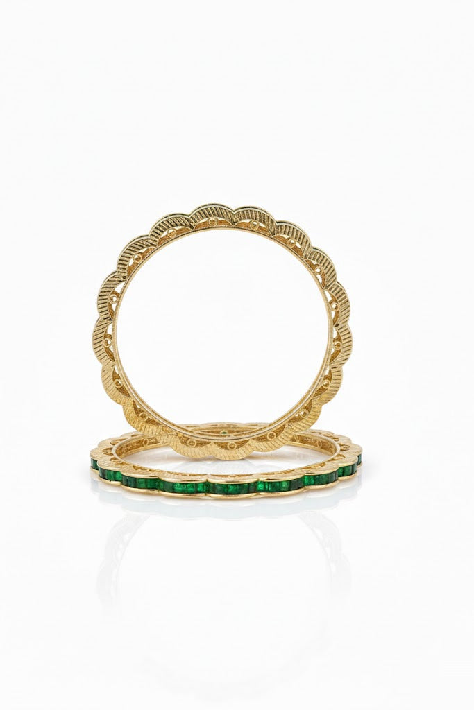 Emerald pair of bangles,2.6 inches