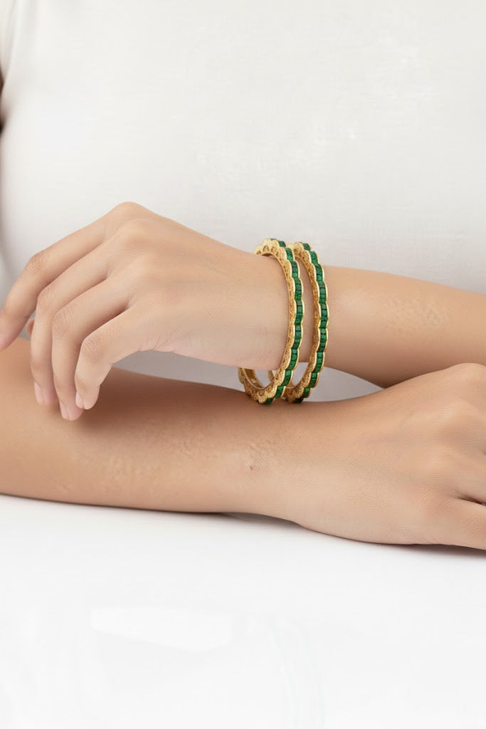 Emerald pair of bangles,2.6 inches