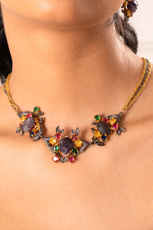Afra Amethyst Necklace /Choker Necklace
