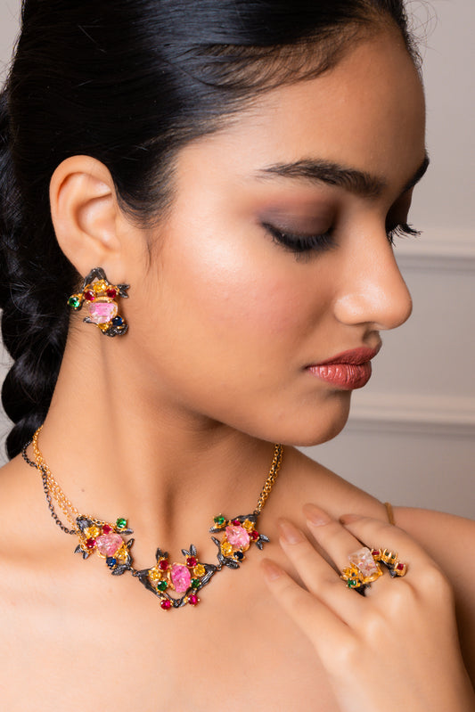 Afra Rose Quartz and Quartz Necklace