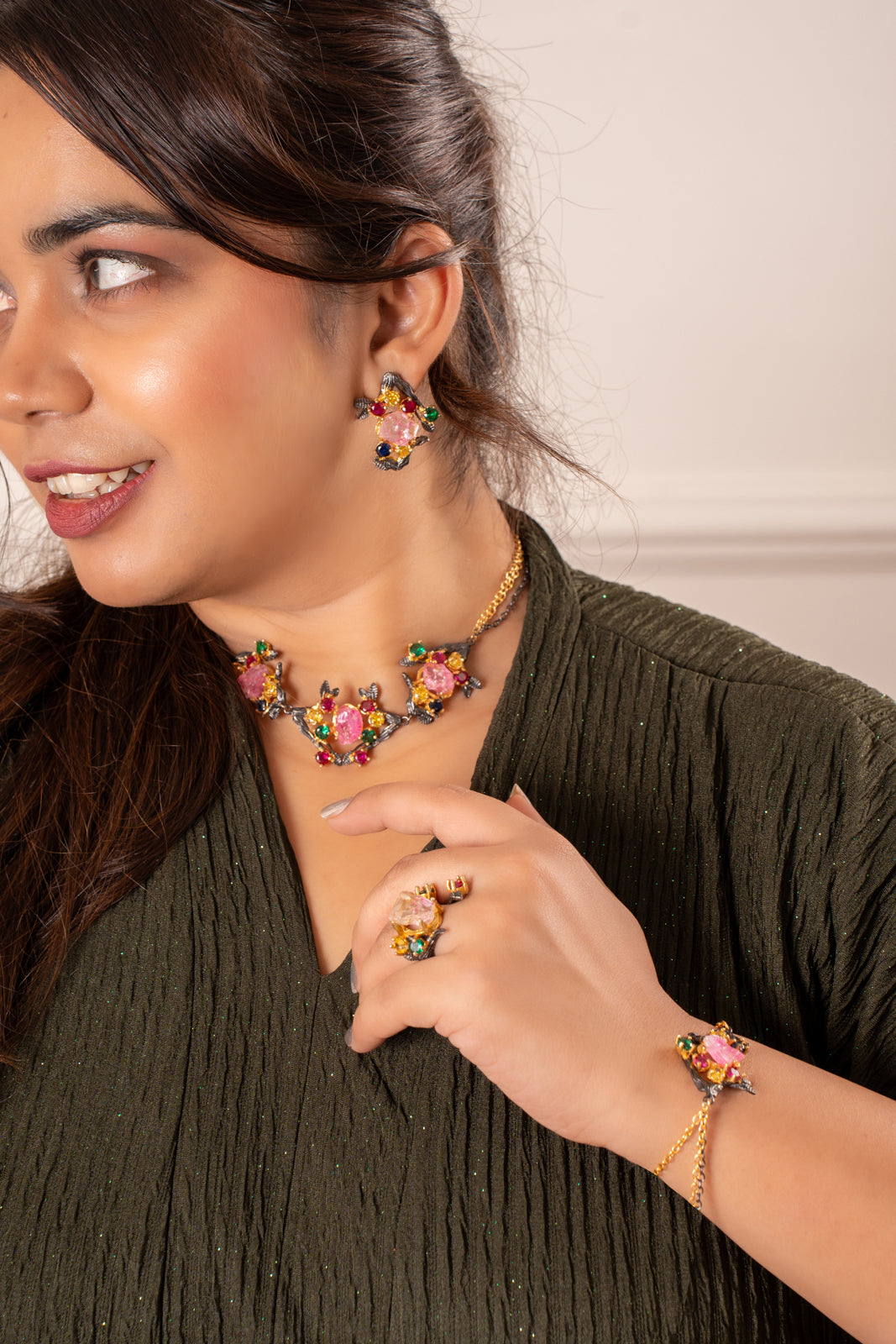 Afra Rose Quartz and Quartz Necklace