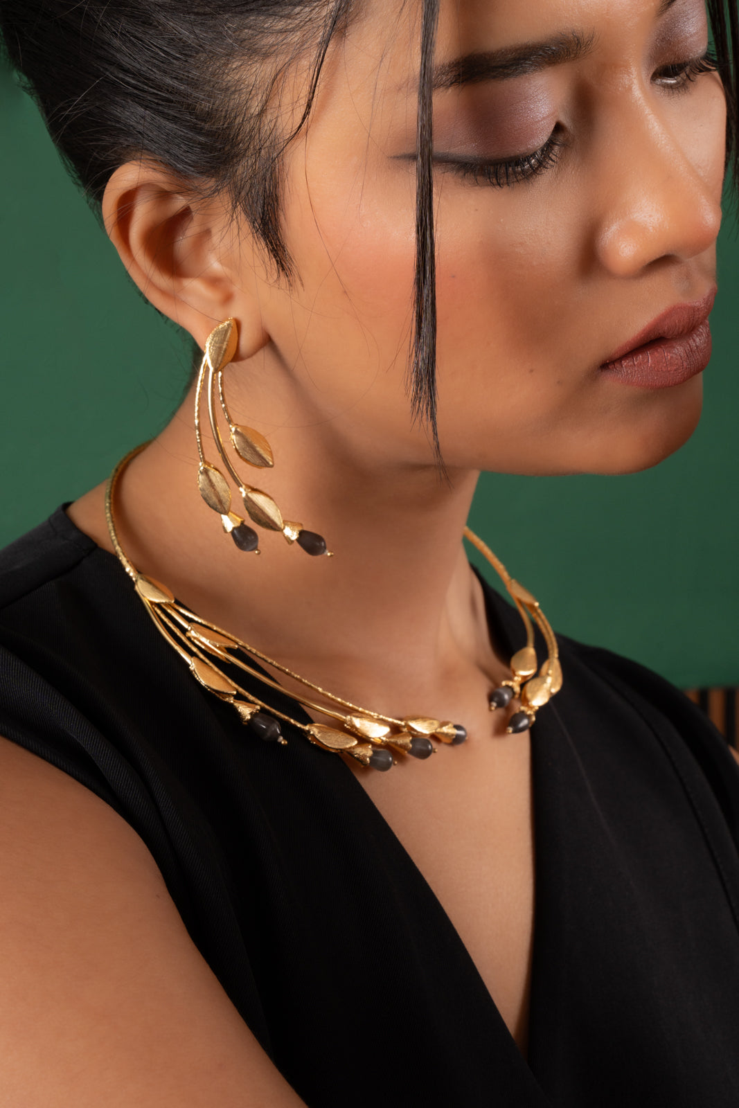 INAAYA Ash Black Hasli Earrings combo set