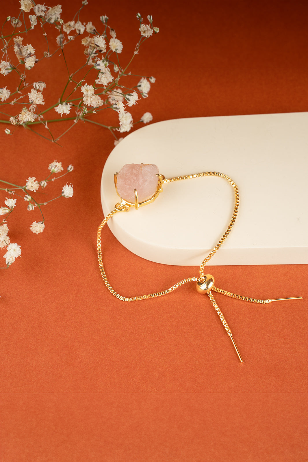 Afra Rose Quartz chain Pendant Combo set
