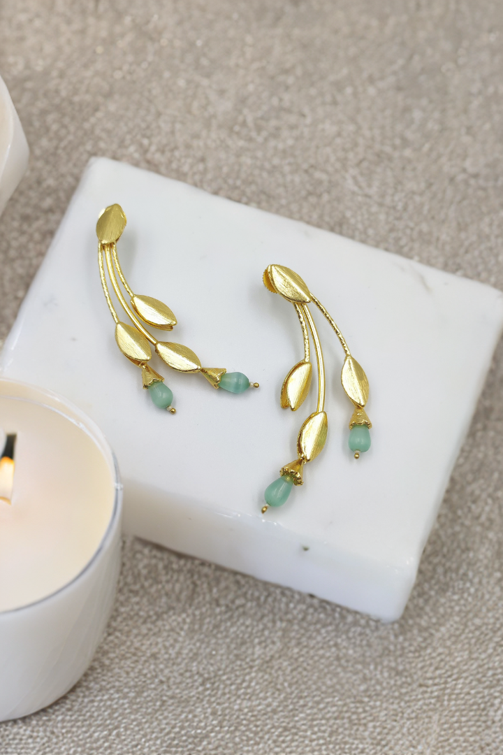 INAAYA Mint Drop statement Earrings