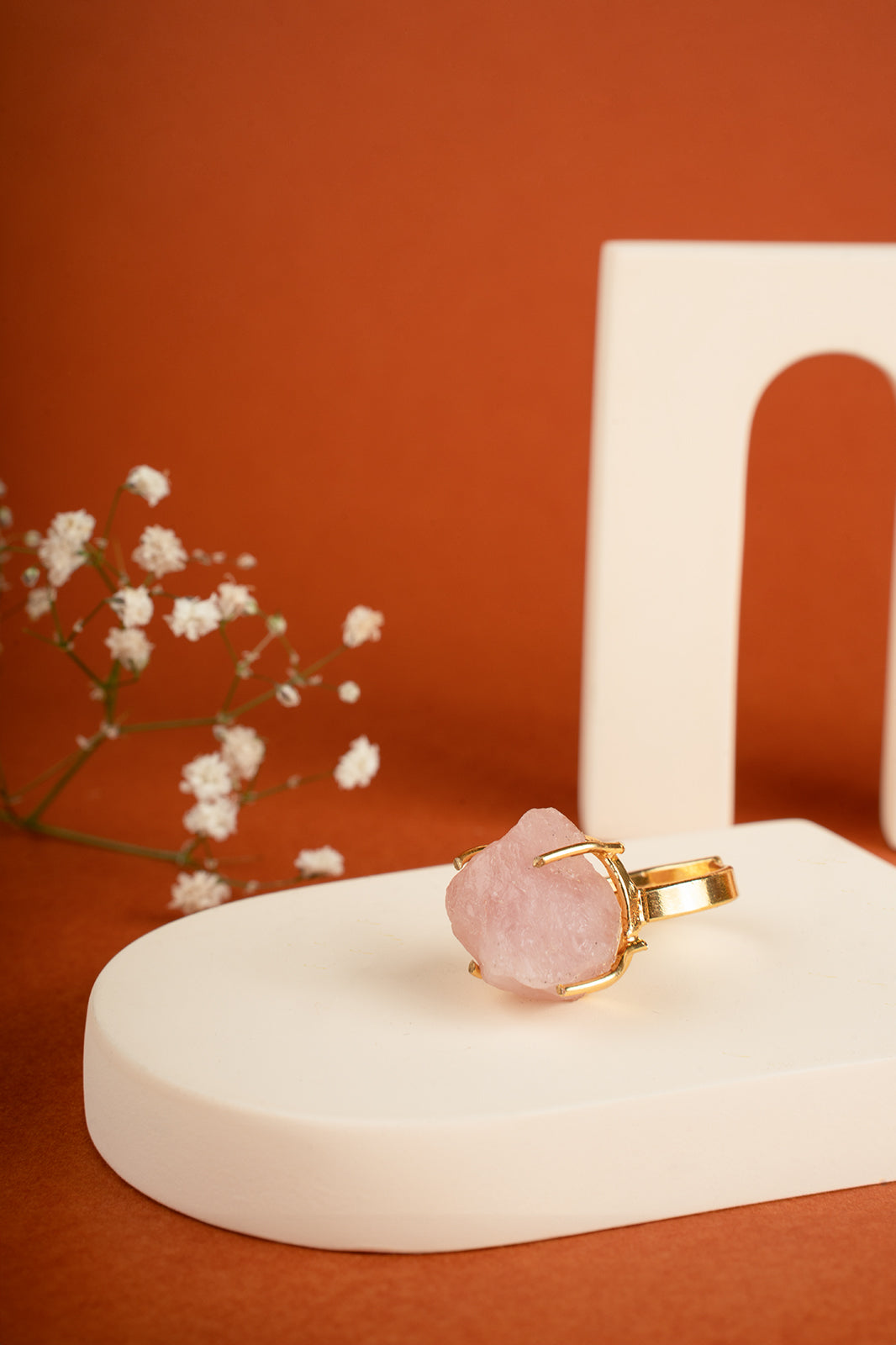 Afra Rose Quartz chain Pendant Combo set