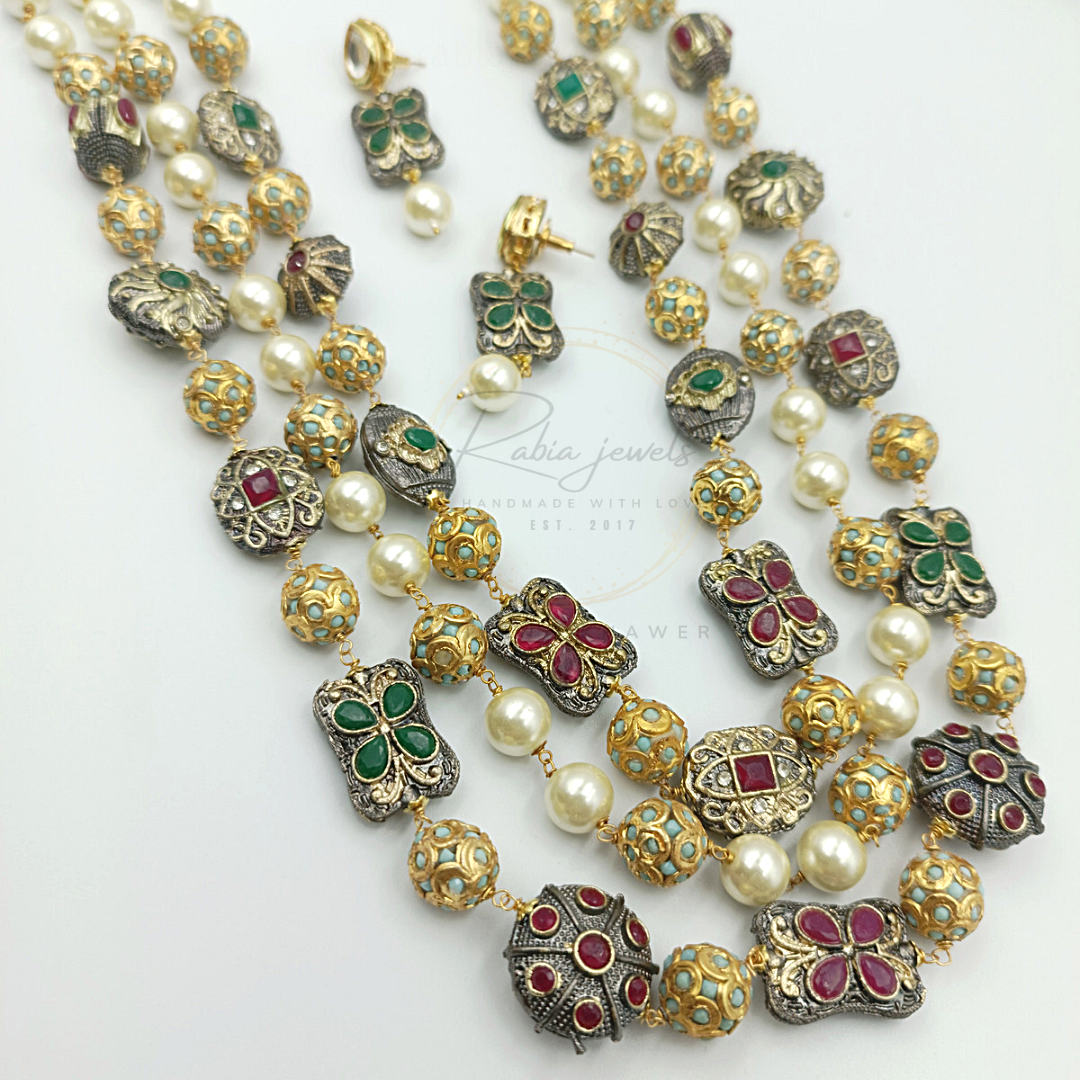 Aarohi Tanjore Beads Long Mala Set
