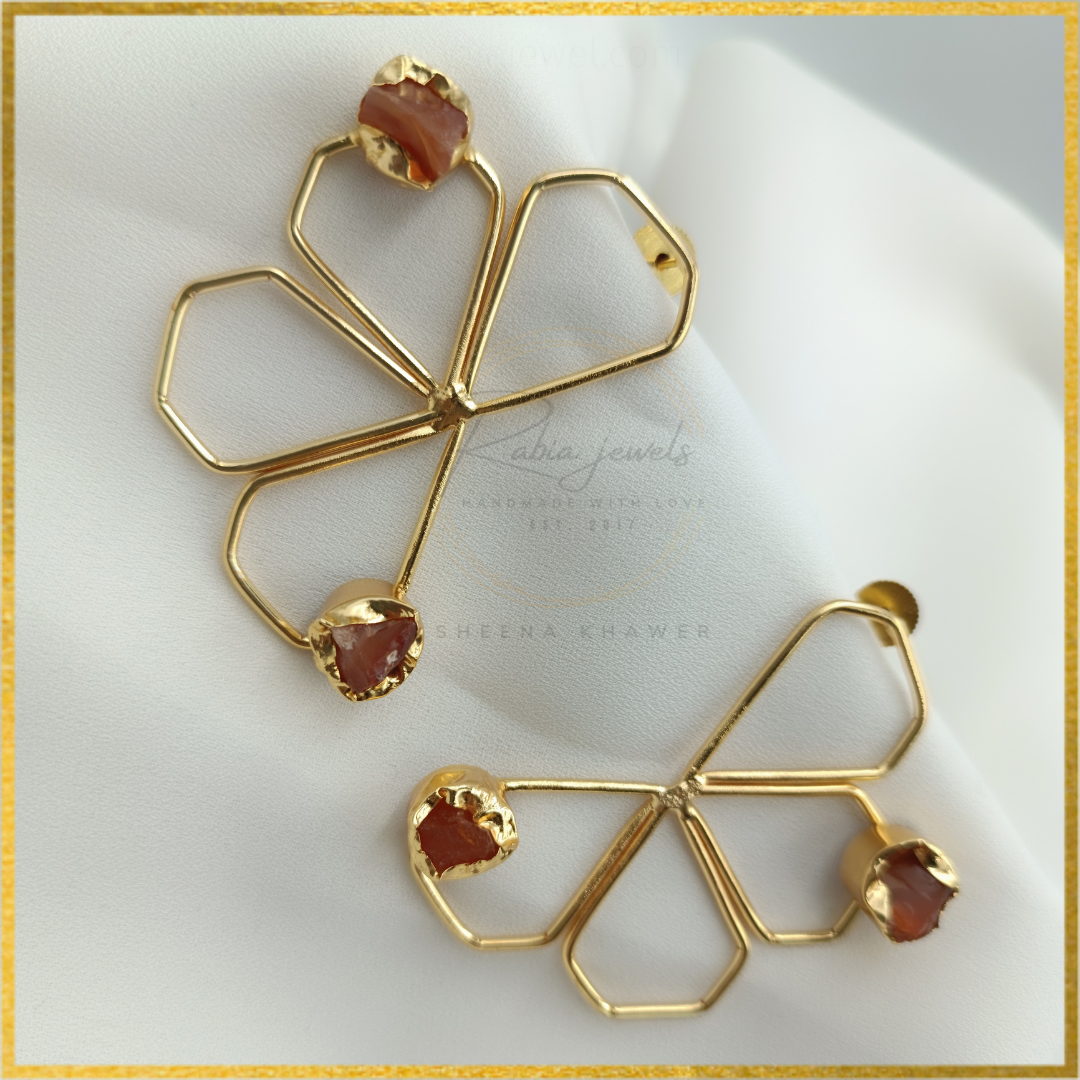 Lura Statement Contemporary Earrings Cabochon stone