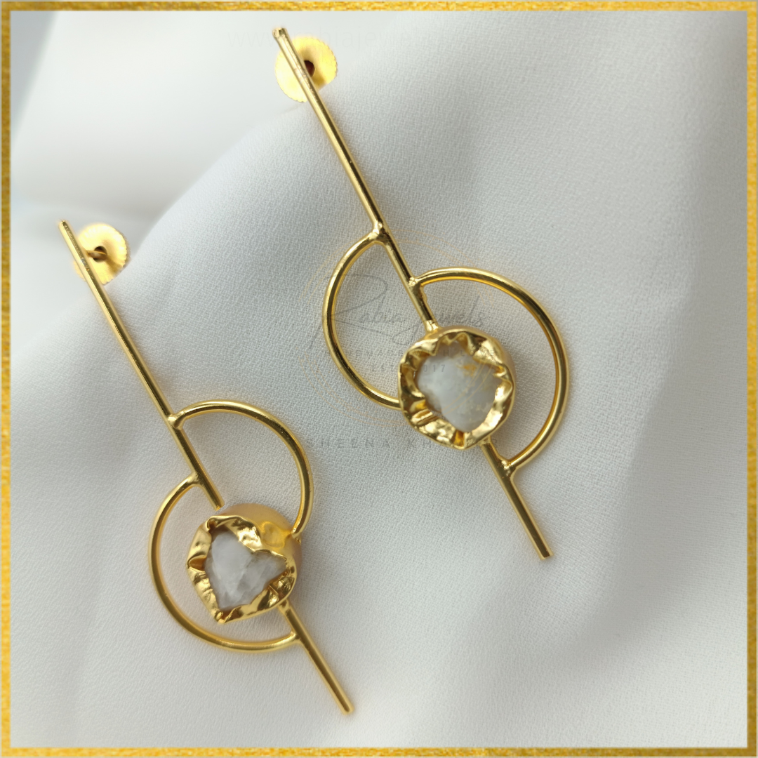 Moonstone Statement Gold Earrings