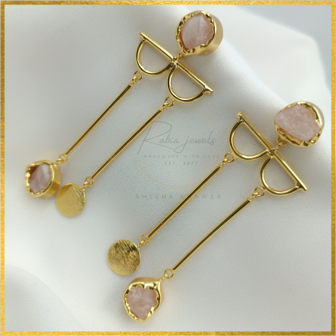Marina Specs Style Earrings Rose quartz