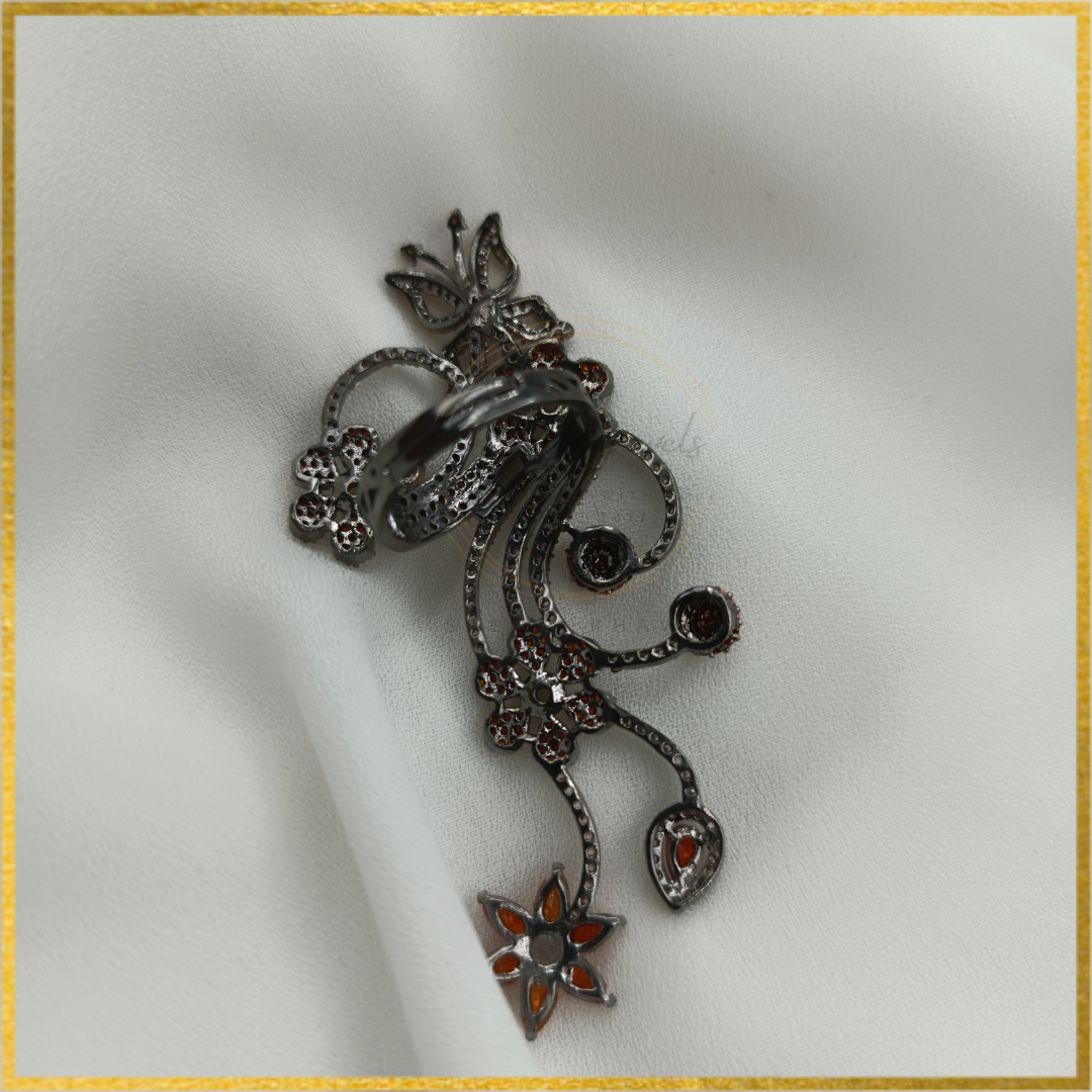 Aisha Orange stones Statement Adjustable Finger Ring