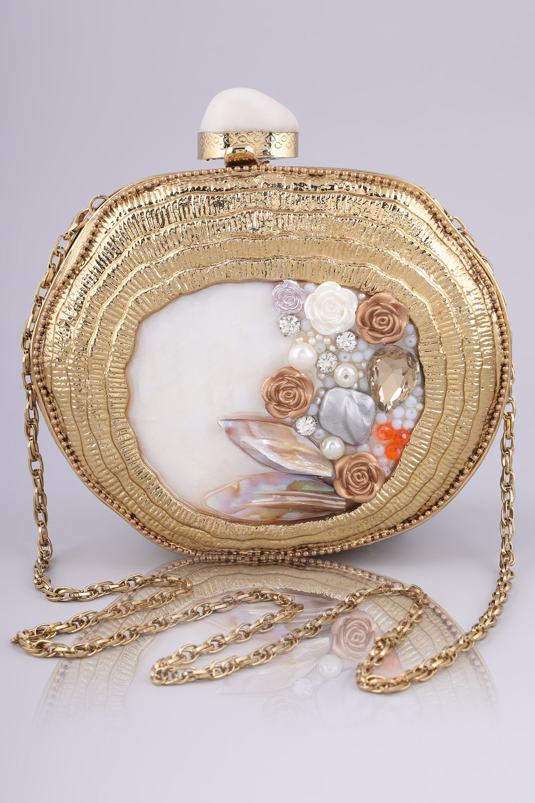 Alizée designer mother of pearl clutch